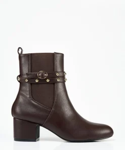 Botin Tacón Ancho Tachas Efecto