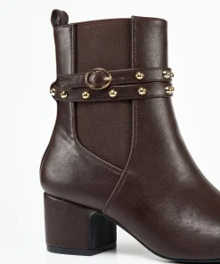 Botin Tacón Ancho Tachas Efecto