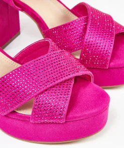 Sandalia Plataforma Strass Efecto